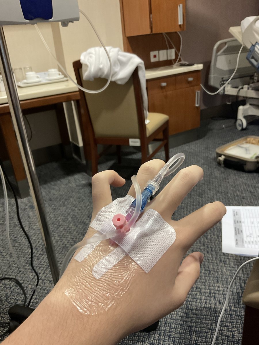 My hand with an IV line during a hospital stay in 2022