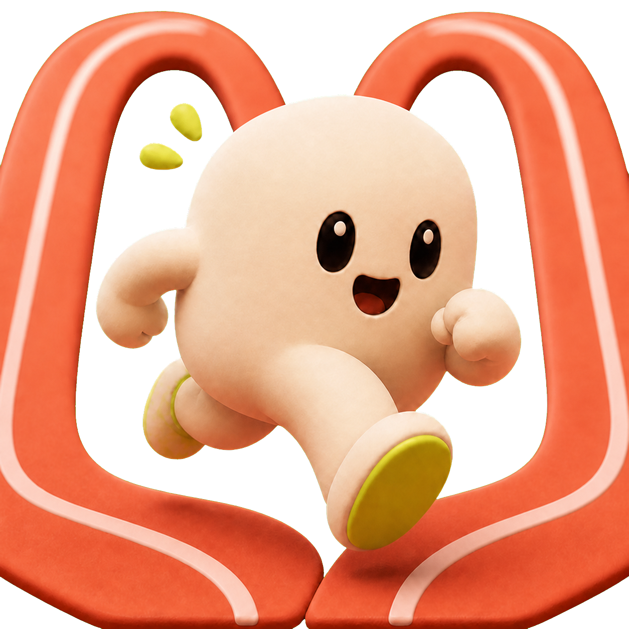 More Miles mascot running through the app logo