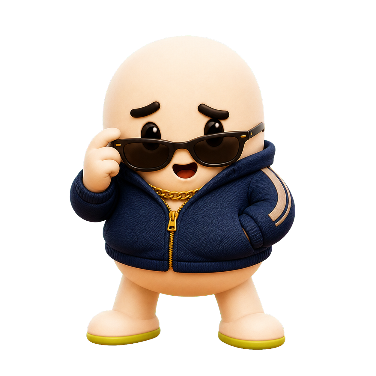 More Miles mascot lowering its sunglasses with a judging expression