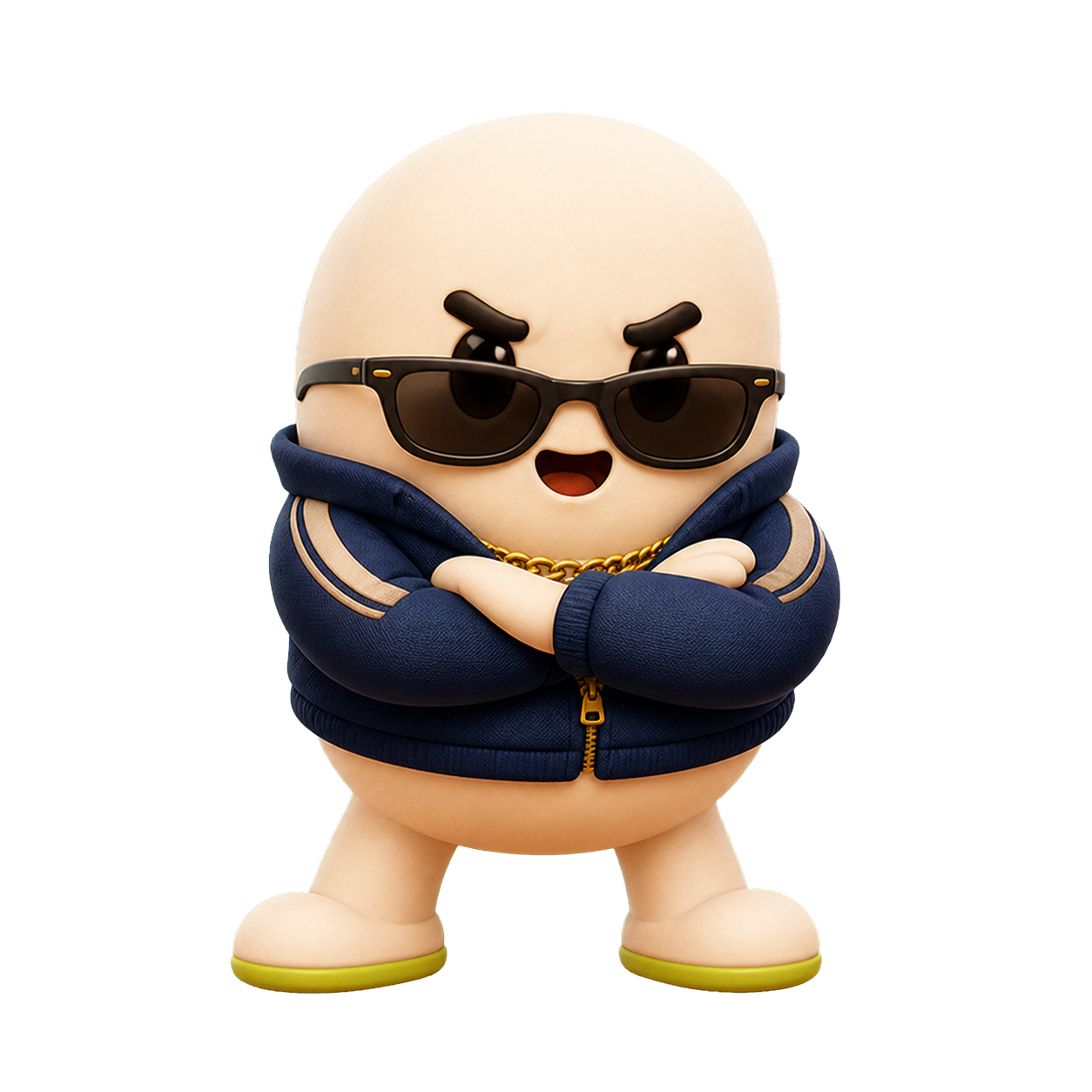 More Miles roast mascot wearing sunglasses and a navy tracksuit